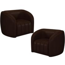 Kit 2 Poltronas Decorativa Para Sala Lazio M03 Corano Marrom - Lyam Decor Kit 2 Poltronas Decorativa Para Sala Lazio M03 Corano Marrom - Lyam Decor