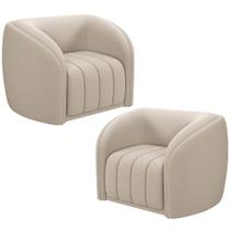 Kit 2 Poltronas Decorativa Para Sala Lazio M03 Veludo Bege - Lyam Decor Kit 2 Poltronas Decorativa Para Sala Lazio M03 Veludo Bege - Lyam Decor