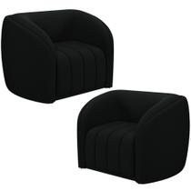 Kit 2 Poltronas Decorativa Para Sala Lazio M03 Veludo Preto - Lyam Decor Kit 2 Poltronas Decorativa Para Sala Lazio M03 Veludo Preto - Lyam Decor