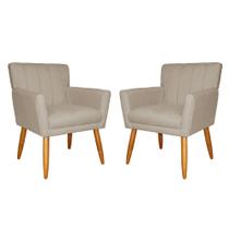 Kit 2 Poltronas Decorativa Para Sala Recepção Cecília Suede Cappuccino - LM DECOR