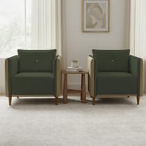 Kit 2 Poltronas Decorativa Para Sala Recepção Consultório Aviv Luxo material sintético e Linho