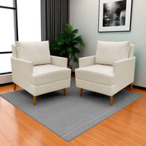 Kit 2 Poltronas Decorativa Para Sala Recepção Consultório Escritório Serena Suede