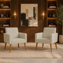 Kit 2 Poltronas Decorativa Para Sala Recepção Escritório Consultório Nina Tecido Suede Pés Palito