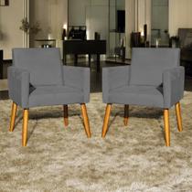 Kit 2 Poltronas Decorativa Para Sala Recepção Escritório Consultório Nina Tecido Suede Pés Palito Kit 2 Poltronas Decorativa Para Sala Recepção Escritório Consultório Nina Tecido Suede Pés Palito