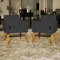 Kit 2 Poltronas Decorativa Para Sala Recepção Escritório Consultório Nina Tecido Suede Pés Palito