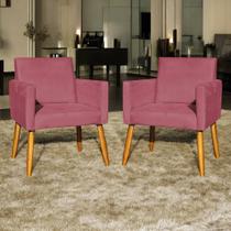 Kit 2 Poltronas Decorativa Para Sala Recepção Escritório Consultório Nina Tecido Suede Pés Palito Kit 2 Poltronas Decorativa Para Sala Recepção Escritório Consultório Nina Tecido Suede Pés Palito