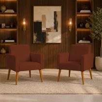 Kit 2 Poltronas Decorativa Para Sala Recepção Escritório Consultório Nina Tecido Suede Pés Palito