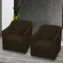 Kit 2 Poltronas Decorativa Para Sala Recepção Manicure Barbearia Salão de Beleza Cadeira Reforçada Mila Tecido Suede Pés Cromado