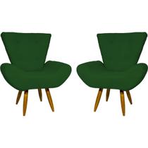 Kit 2 Poltronas Decorativa Para Sala Recepção Manicure Consultório Escritório Emilia Tecido Suede Pés Palito