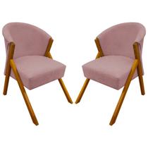 Kit 2 Poltronas Decorativa Para Sala You Bouclé Premium Rosê Braça Amadeirada Kit 2 Poltronas Decorativa Para Sala You Bouclé Premium Rosê Braça Amadeirada