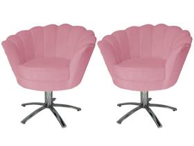 Kit 2 Poltronas Decorativa Pétala Base Giratória Metal Suede Rosa Ms Decor Kit 2 Poltronas Decorativa Pétala Base Giratória Metal Suede Rosa Ms Decor