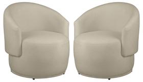 Kit 2 Poltronas Decorativa Redondo Estofada Heitor Sala Escritório e Recepção Suede Bege Eli Móveis