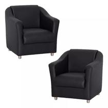 Kit 2 Poltronas Decorativa Reforçada Recepção Clinica Salão material sintético