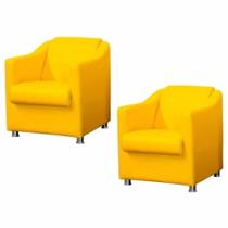 Kit 2 Poltronas Decorativa Reforçada Recepção Clinica Salão Suede Amarelo