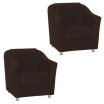 Kit 2 Poltronas Decorativa Reforçada Recepção Clinica Salão Suede