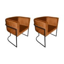 Kit 2 Poltronas Decorativa Sala de Estar Base de Ferro Preta Veludo Terracota Kit 2 Poltronas Decorativa Sala de Estar Base de Ferro Preta Veludo Terracota