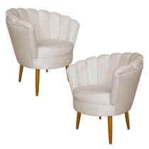 Kit 2 Poltronas Decorativa Sala de Estar Pétala Veludo Bege - Montanaris Decor Kit 2 Poltronas Decorativa Sala de Estar Pétala Veludo Bege - Montanaris Decor