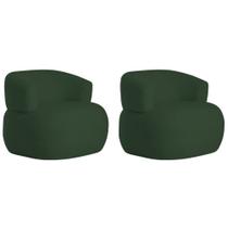 Kit 2 Poltronas Decorativa Sala de Estar Recepção Suiça Linho Verde - Amarena Móveis