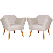 Kit 2 Poltronas Decorativa Sala E Recepção Marcela Suede Bege - LM DECOR