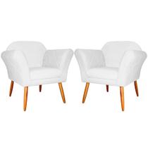 Kit 2 Poltronas Decorativa Sala E Recepção Marcela Suede Branco - LM DECOR