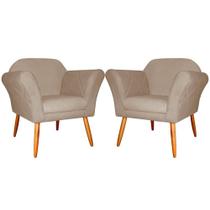Kit 2 Poltronas Decorativa Sala E Recepção Marcela Suede Cappuccino - LM DECOR