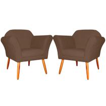 Kit 2 Poltronas Decorativa Sala E Recepção Marcela Suede Marrom - LM DECOR