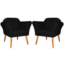 Kit 2 Poltronas Decorativa Sala E Recepção Marcela Suede Preto - LM DECOR