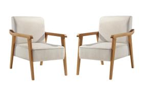 Kit 2 Poltronas Decorativa Sala Estar Linho OffWhite Lia Kit 2 Poltronas Decorativa Sala Estar Linho OffWhite Lia