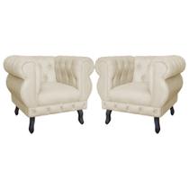 Kit 2 Poltronas Decorativa Sala Recepção Maya Suede Bege LM DECOR