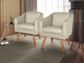 Kit 2 Poltronas Decorativa San Diego Sala Recepção Sint Bege Kit 2 Poltronas Decorativa San Diego Sala Recepção Sint Bege