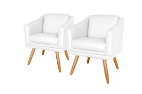 Kit 2 Poltronas Decorativa San Diego Sala Recepção Sintetico Branco