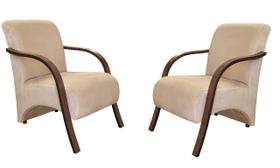 Kit 2 Poltronas Decorativa Stilo Braços em Madeira Dora Bela