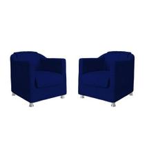 Kit 2 Poltronas Decorativa Tila Quarto Sala Sued Azul Escuro - Kimi Design Kit 2 Poltronas Decorativa Tila Quarto Sala Sued Azul Escuro - Kimi Design