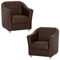 Kit 2 Poltronas Decorativa Tilla material sintético Marron TWdecora