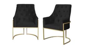 Kit 2 Poltronas Decorativa Vick Couro Preto Base Dourada Ms Decor Kit 2 Poltronas Decorativa Vick Couro Preto Base Dourada Ms Decor