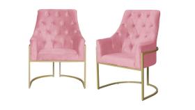 Kit 2 Poltronas Decorativa Vick Suede Rosa Base Dourada Ms Decor Kit 2 Poltronas Decorativa Vick Suede Rosa Base Dourada Ms Decor