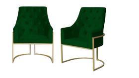 Kit 2 Poltronas Decorativa Vick Suede Verde Base Dourada Ms Decor Kit 2 Poltronas Decorativa Vick Suede Verde Base Dourada Ms Decor