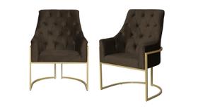 Kit 2 Poltronas Decorativa Vick Veludo Marrom Base Dourada Ms Decor Kit 2 Poltronas Decorativa Vick Veludo Marrom Base Dourada Ms Decor