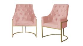 Kit 2 Poltronas Decorativa Vick Veludo Rosa Base Dourada Ms Decor Kit 2 Poltronas Decorativa Vick Veludo Rosa Base Dourada Ms Decor