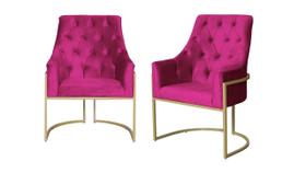 Kit 2 Poltronas Decorativa Vick Veludo Rosa Pink Base Dourada Ms Decor Kit 2 Poltronas Decorativa Vick Veludo Rosa Pink Base Dourada Ms Decor