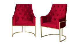 Kit 2 Poltronas Decorativa Vick Veludo Vermelho Base Dourada Ms Decor