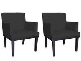 Kit 2 Poltronas Decorativa Vitória Suede Preto Pés Madeira Ms Decor Kit 2 Poltronas Decorativa Vitória Suede Preto Pés Madeira Ms Decor