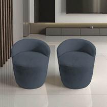 Kit 2 Poltronas Decorativa Yara Orgânica Bouclé Cinza Kit 2 Poltronas Decorativa Yara Orgânica Bouclé Cinza