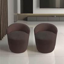 Kit 2 Poltronas Decorativa Yara Orgânica Couro Marrom Kit 2 Poltronas Decorativa Yara Orgânica Couro Marrom