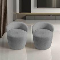 Kit 2 Poltronas Decorativa Yara Orgânica Linho Cinza Kit 2 Poltronas Decorativa Yara Orgânica Linho Cinza