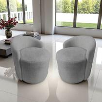 Kit 2 Poltronas Decorativa Yara Orgânica Linho Cinza