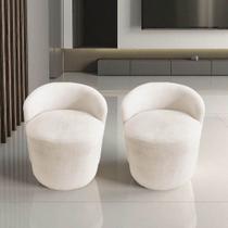 Kit 2 Poltronas Decorativa Yara Orgânica Veludo Marfim Kit 2 Poltronas Decorativa Yara Orgânica Veludo Marfim