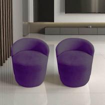 Kit 2 Poltronas Decorativa Yara Orgânica Veludo Roxo Kit 2 Poltronas Decorativa Yara Orgânica Veludo Roxo