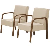 Kit 2 Poltronas Decorativas 1 Lugar Luna Braço Madeira D Salla Suede