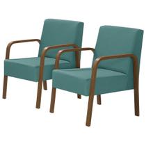 Kit 2 Poltronas Decorativas 1 Lugar Luna Braço Madeira D Salla Suede